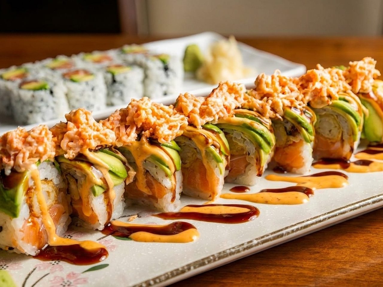 Fresh rolls at the sushi bar