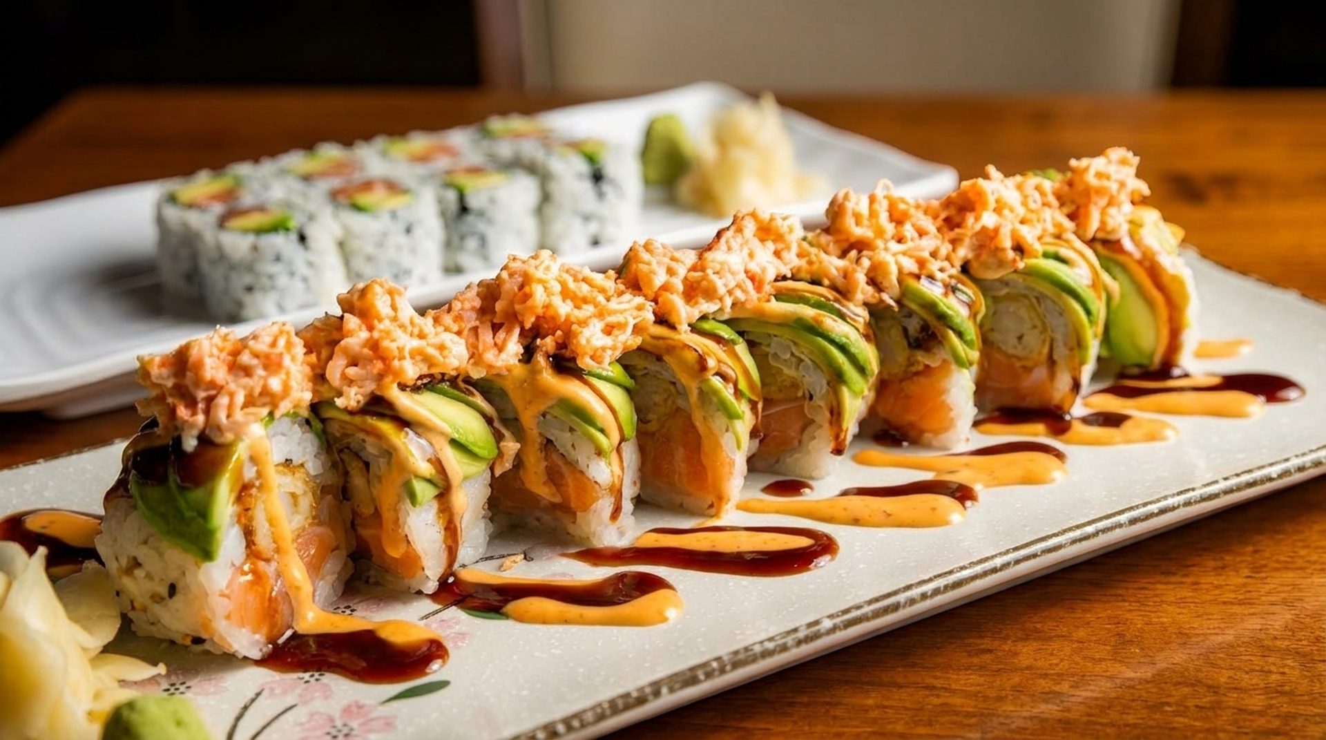 Fresh rolls at the sushi bar